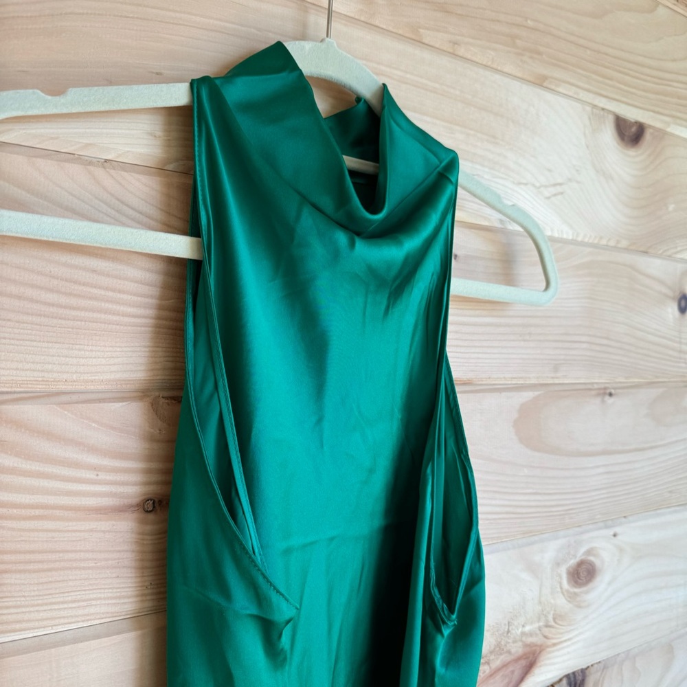 NWOT Amanda Uprichard Sandrine Dress Size L in Dark Green - Picture 5 of 9